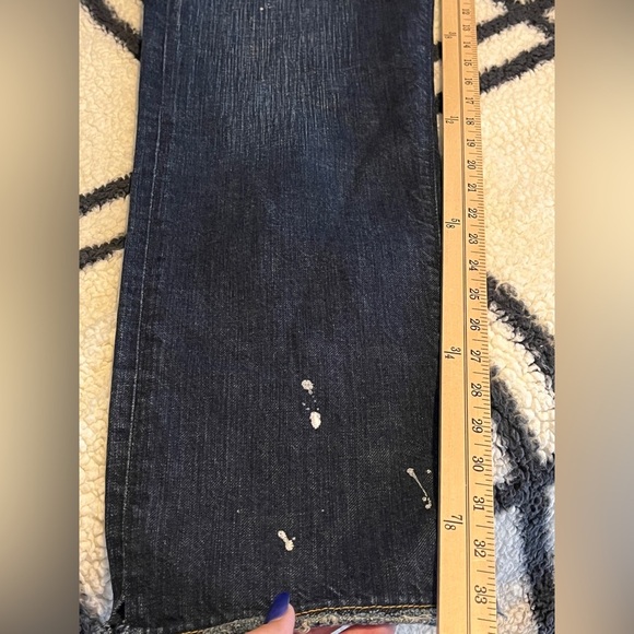 Akoo No Rivals Men's Dark Blue Distressed Jeans sz 40 - Picture 11 of 12